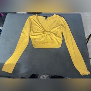 Forever 21 Mustard Yellow Crop Top w/ Front Twist